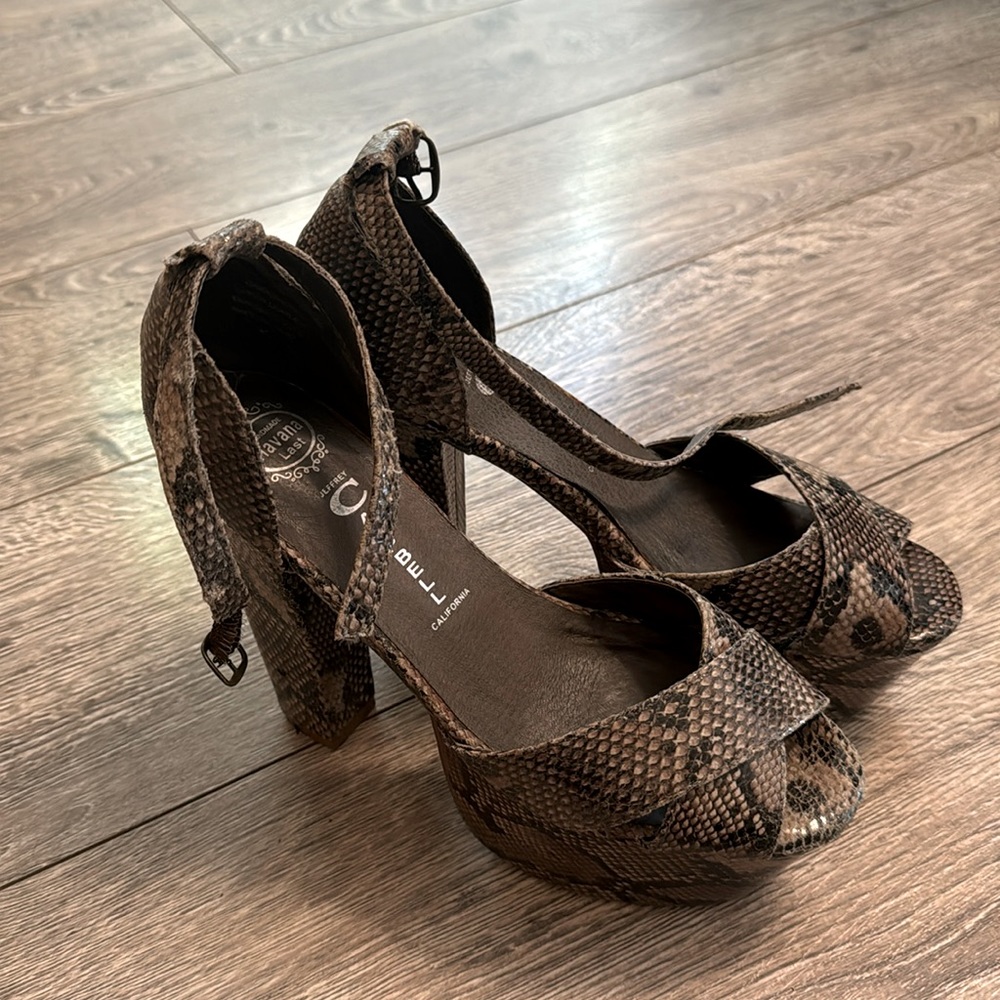 Jeffrey Campbell Brown Snake Print Platform Heels